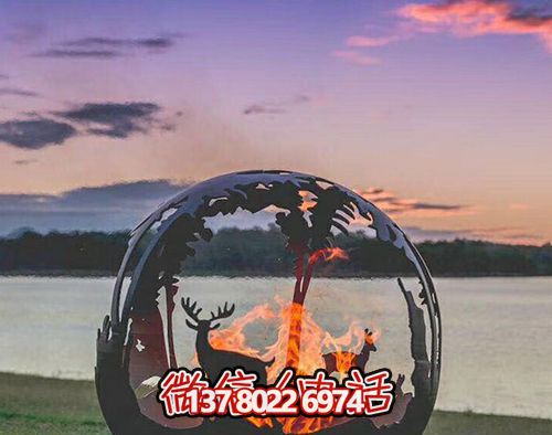 海邊創意不銹鋼鏤空梅花鹿雕塑球 海邊創意不銹鋼鏤空梅花鹿雕塑球