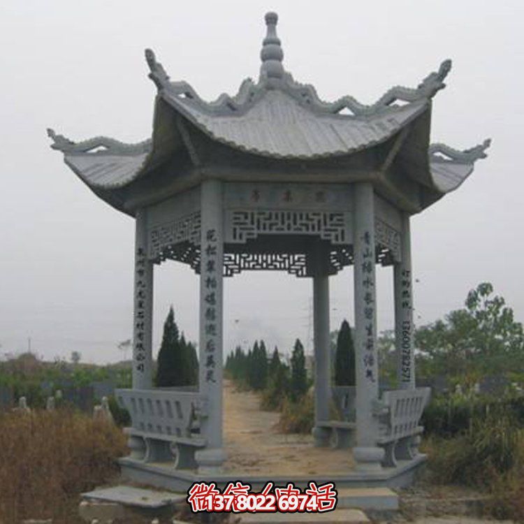 古建涼亭青石擺件，美化景區園林