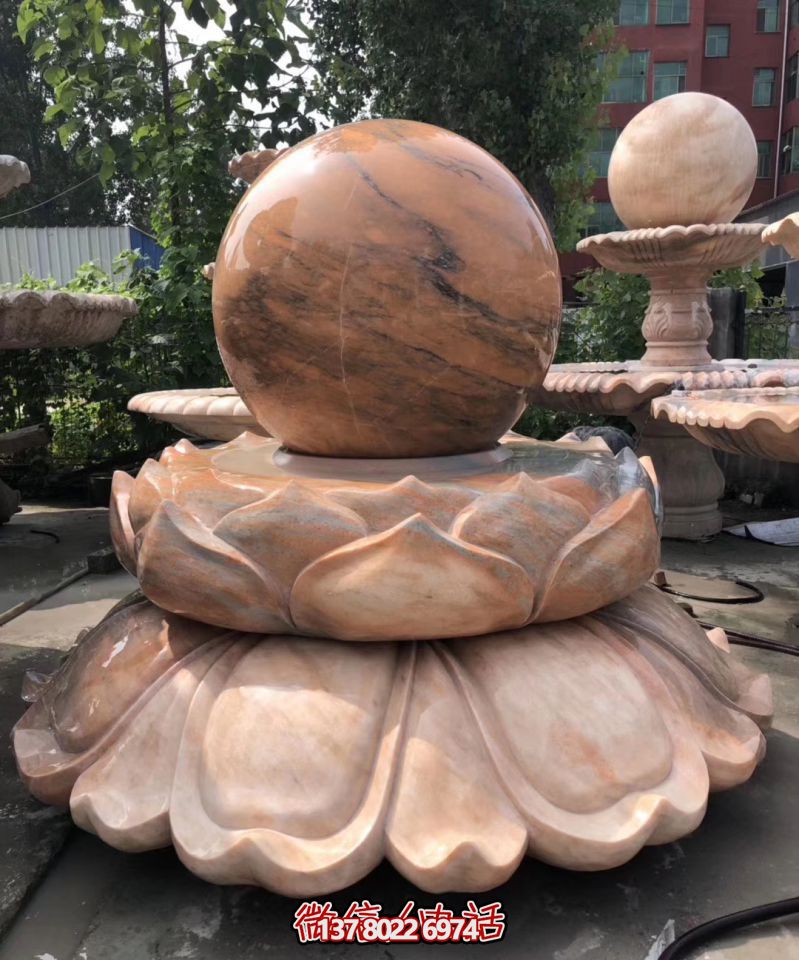 萬象景觀石雕——融合晚霞紅、蓮花風(fēng)水球、雕塑別墅，讓您的景觀更加美麗