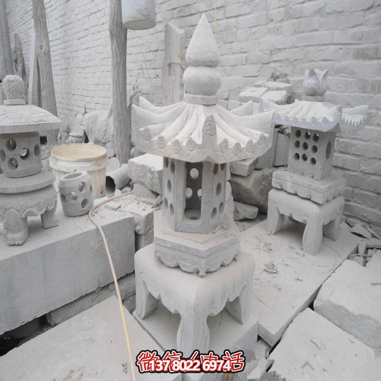 精美石燈鏤空大理石裝飾擺件，點亮你的漢白玉庭院