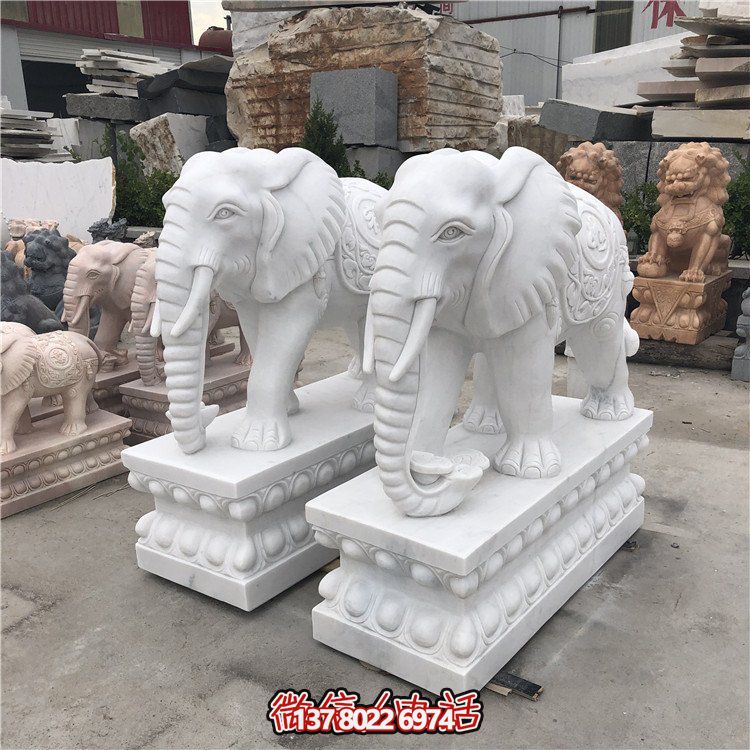 大理石石雕大型動物雕塑，點綴庭院別墅門口