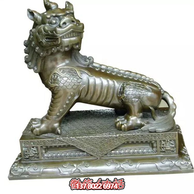 小型不銹鋼神麒麟雕塑，裝點庭院