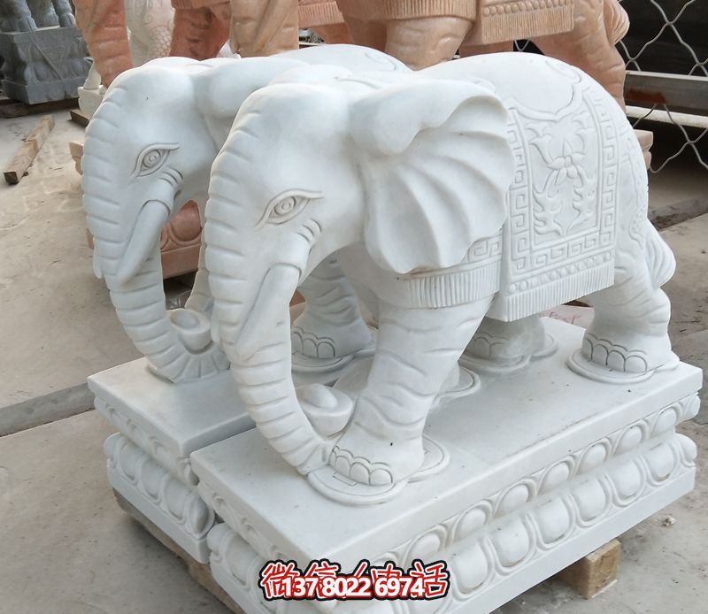 漢白玉雕塑，招財大象，令您鎮宅景區庭院更加迷人