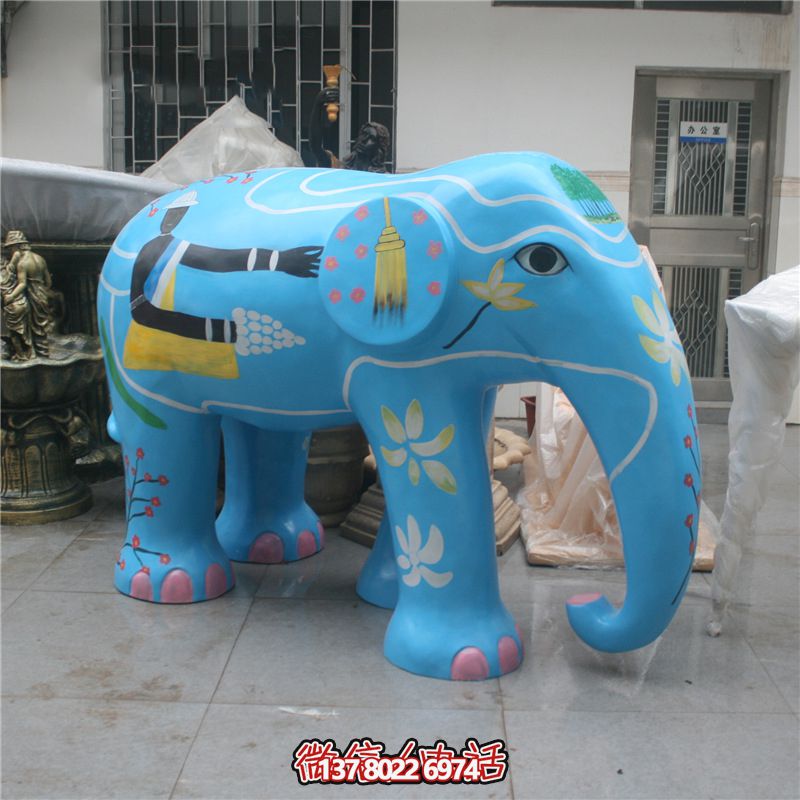商廈大型景觀玻璃鋼彩繪藍色大象雕塑 商廈大型景觀玻璃鋼彩繪藍色大象雕塑