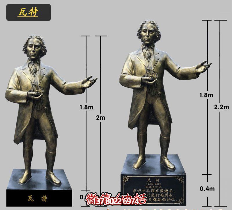 玻璃鋼仿銅世界名人瓦特雕塑 玻璃鋼仿銅世界名人瓦特雕塑