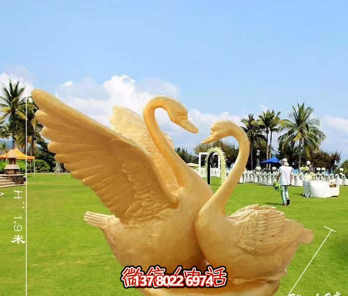 草坪玻璃鋼仿真動物鍍金切面天鵝雕塑 草坪玻璃鋼仿真動物鍍金切面天鵝雕塑