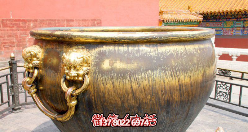 故宮圓形水缸銅雕狴犴缸雕塑 故宮圓形水缸銅雕狴犴缸雕塑