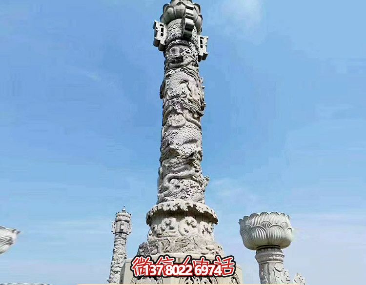 景點(diǎn)廣場浮雕龍紋石柱雕塑