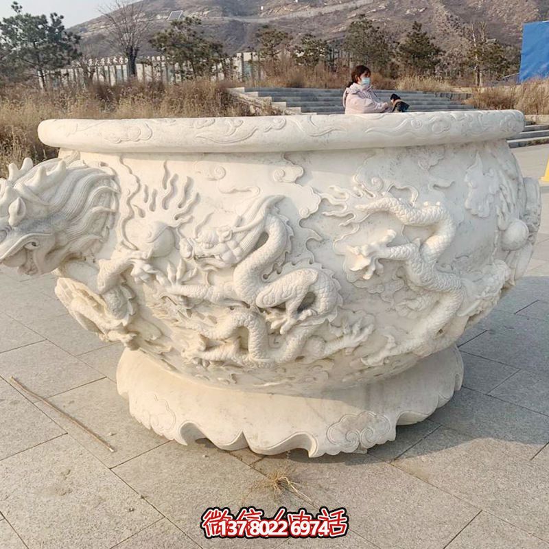 戶(hù)外庭院漢白玉石雕龍浮雕缸雕塑 戶(hù)外庭院漢白玉石雕龍浮雕缸雕塑