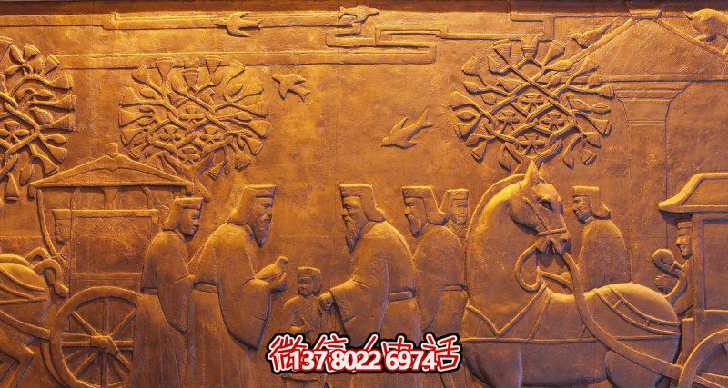 醫(yī)院企業(yè)墻面漢白玉浮雕馬車雕塑