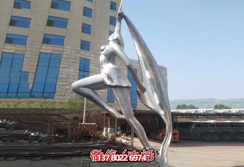校園不銹鋼抽象藝術體操女孩雕塑 校園不銹鋼抽象藝術體操女孩雕塑